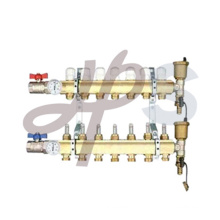 Brass heating Manifold with short flow meter and ball valve